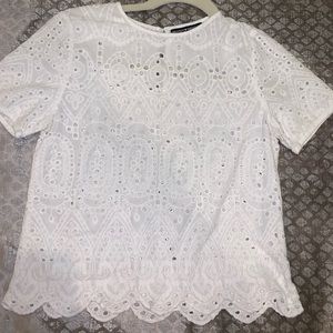 Brandy Melville, white crop top with mini holes